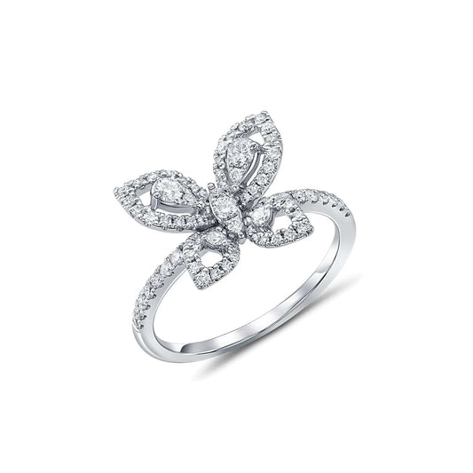 18kt White Gold 0.55ctw Diamond Butterfly Ring