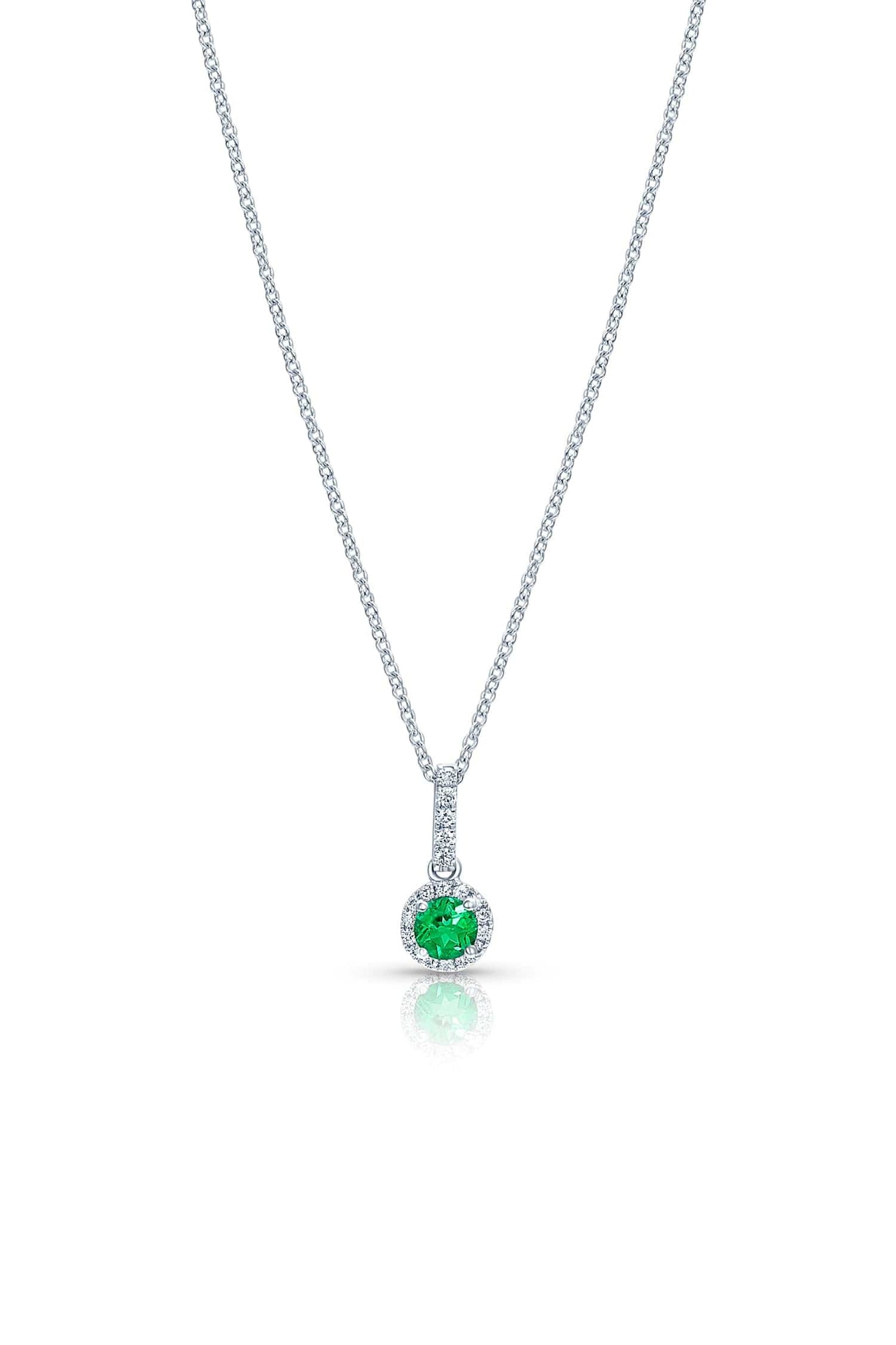 White Gold Emerald and Diamond Pendant