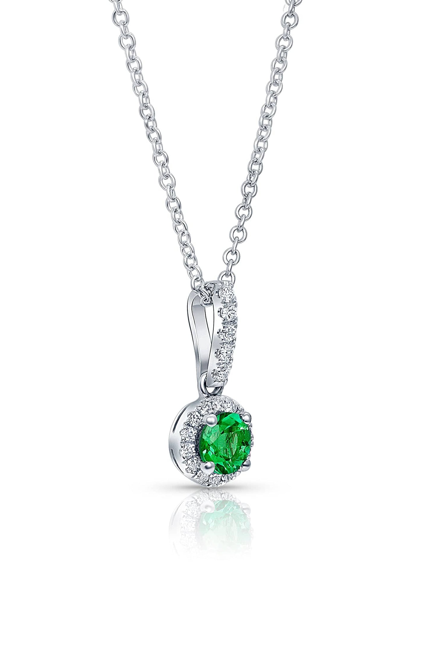White Gold Emerald and Diamond Pendant