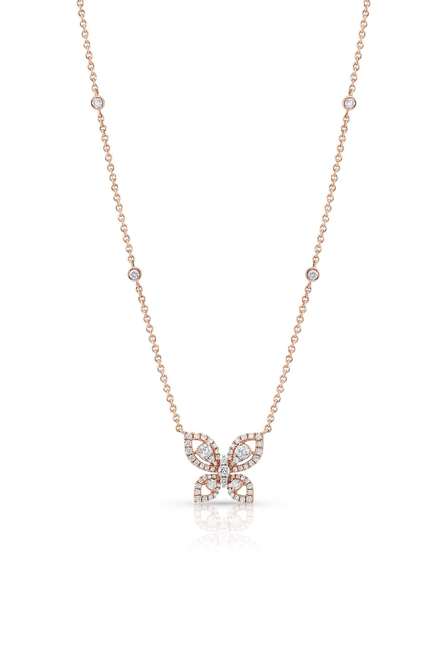 18 kt Rose Gold Diamond Butterfly Necklace
