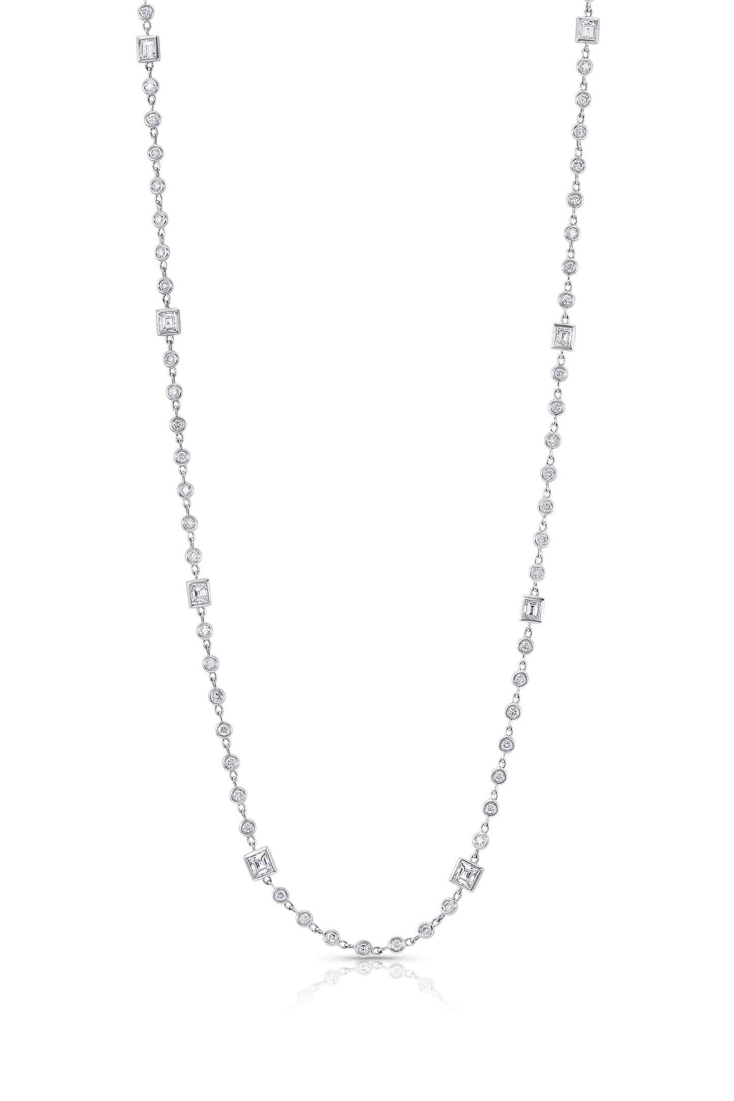 18 kt White Gold Diamond Long Strand Necklace