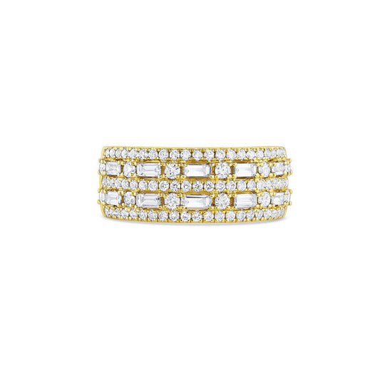 18k Yellow Gold 1.01ctw Diamond Baguette Round Band Ring