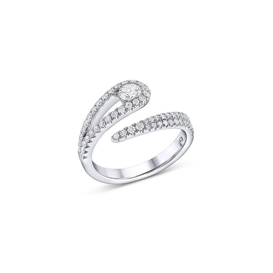 18k White Gold 0.77ctw Diamond Swirl Loop Ring