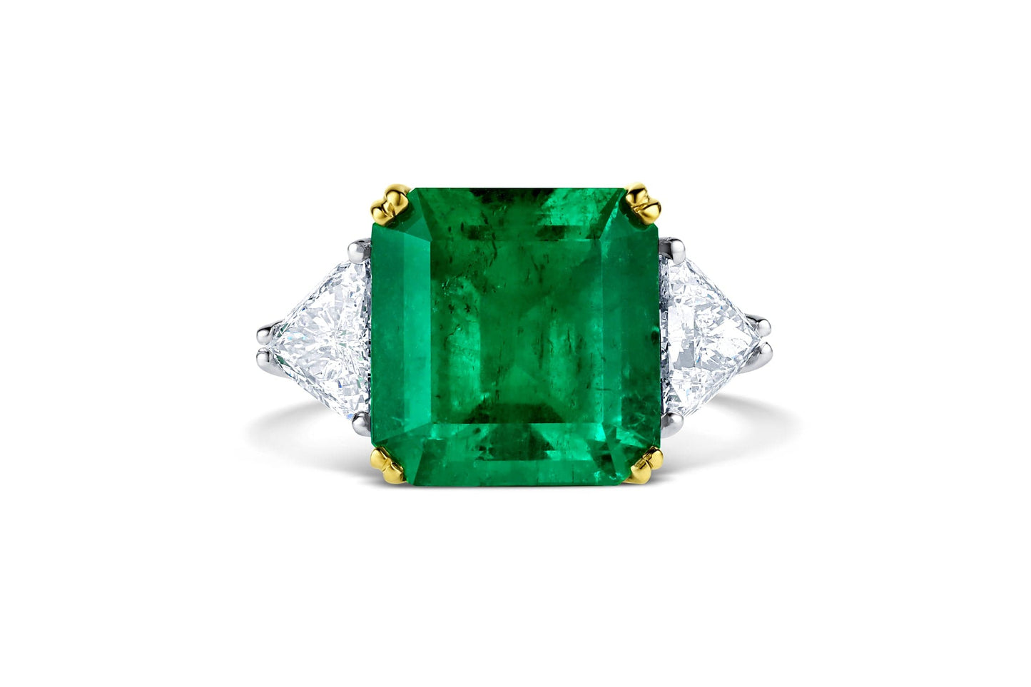 Platinum & 18K Yellow Gold Colombian Emerald & Diamond Ring