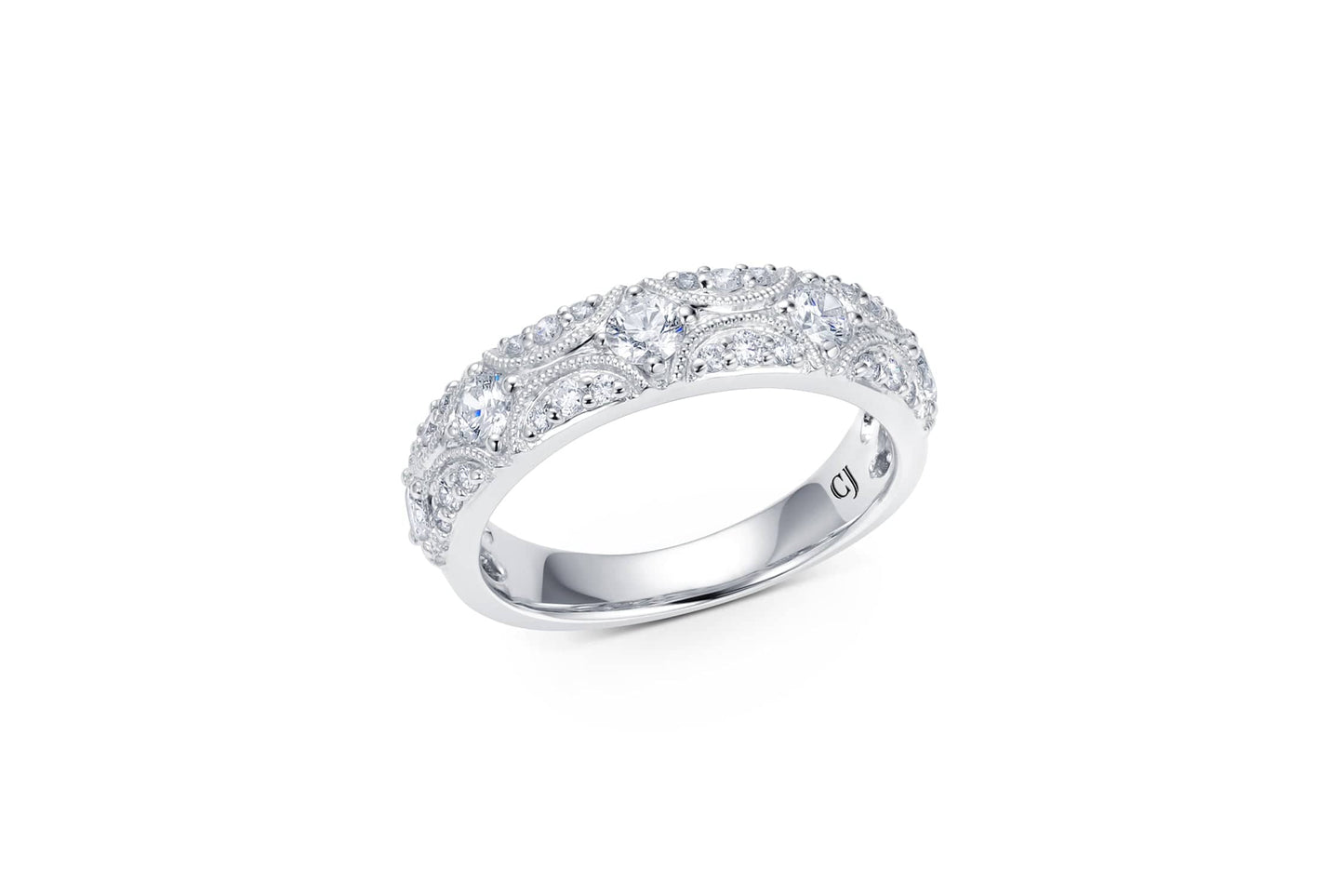 18K White Gold Filigree Diamond Ring