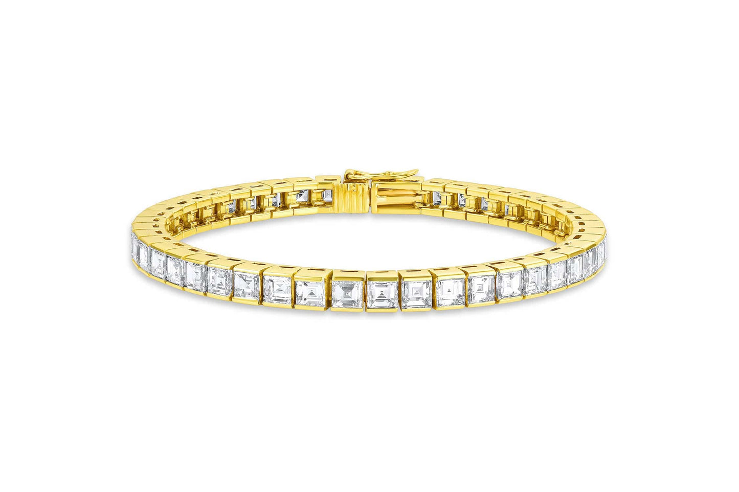 18K Yellow Gold Emerald-Cut Diamond Line Bracelet