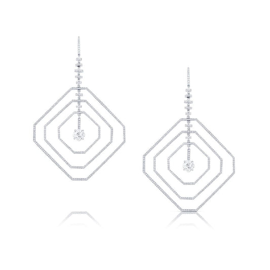 Estate Platinum 4.22ctw Asscher Cut Diamond Earrings, GIA Certified