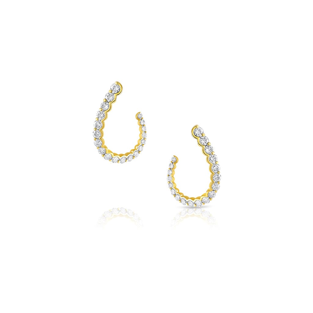 18k Yellow Gold 1.03ctw Diamond Tear Drop Hoop Earrings