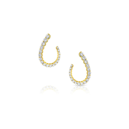 18k Yellow Gold 1.03ctw Diamond Tear Drop Hoop Earrings