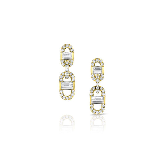18k Yellow Gold 0.51ctw Diamond Paper Clip Chain Earrings
