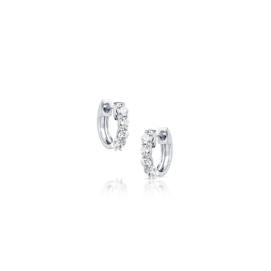 18kt White Gold 0.70ctw Diamond Small Huggie Earrings
