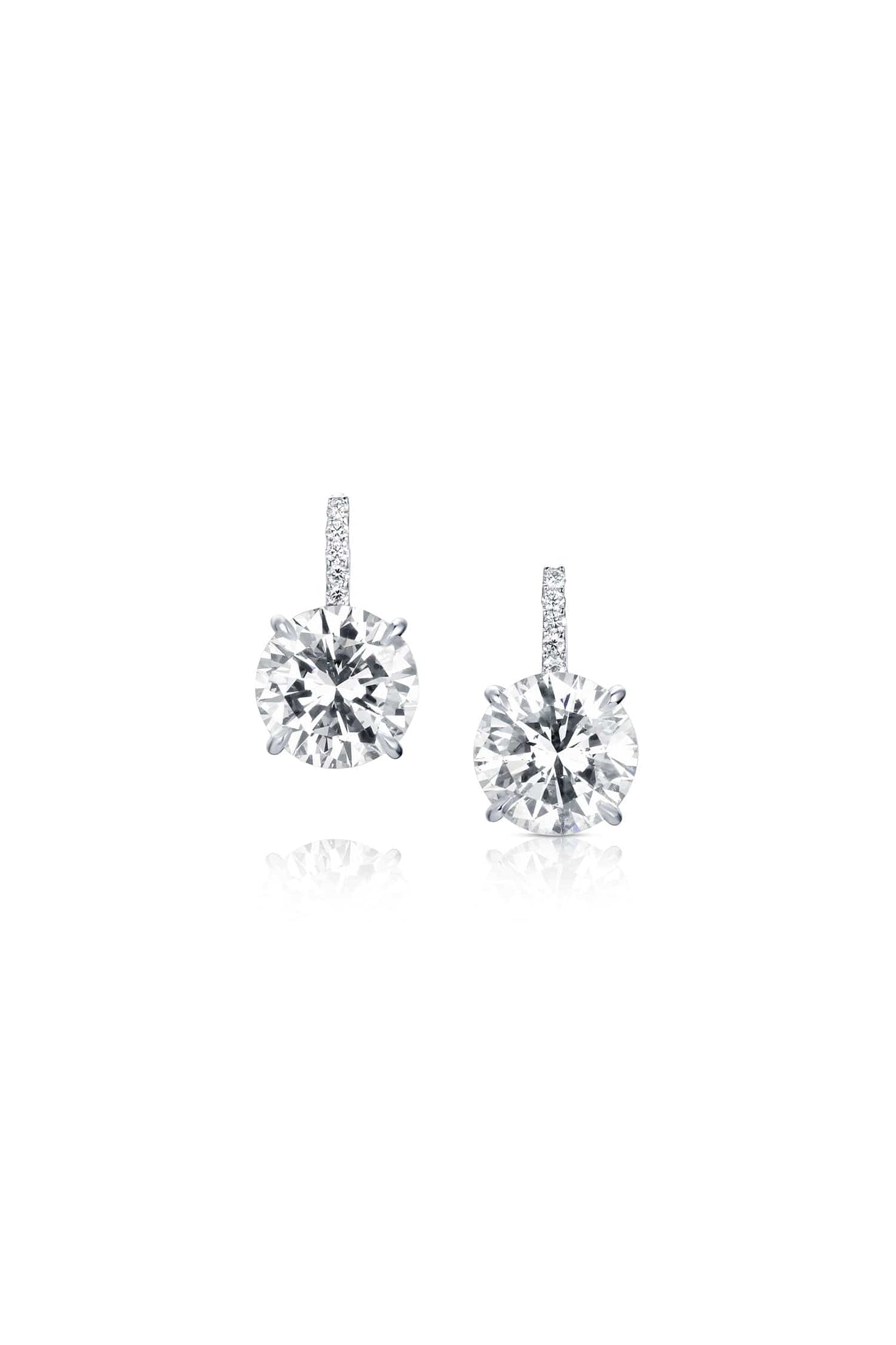 Platinum Round Brilliant Diamond Drop Earrings