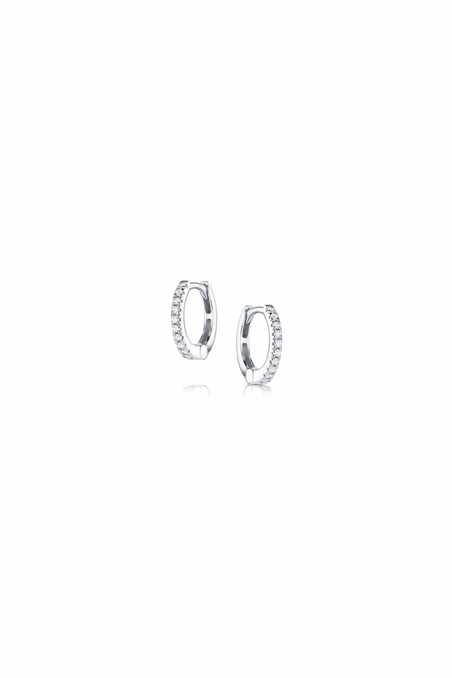 18K White Gold Mini Diamond Huggie Hoop Earrings