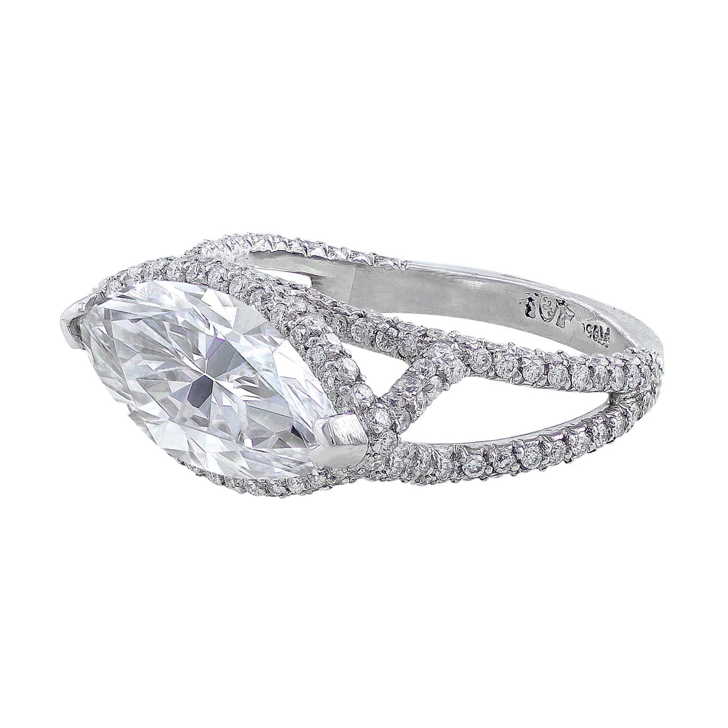 Rivière Platinum 3ct Horizontal Marquise Diamond Ring