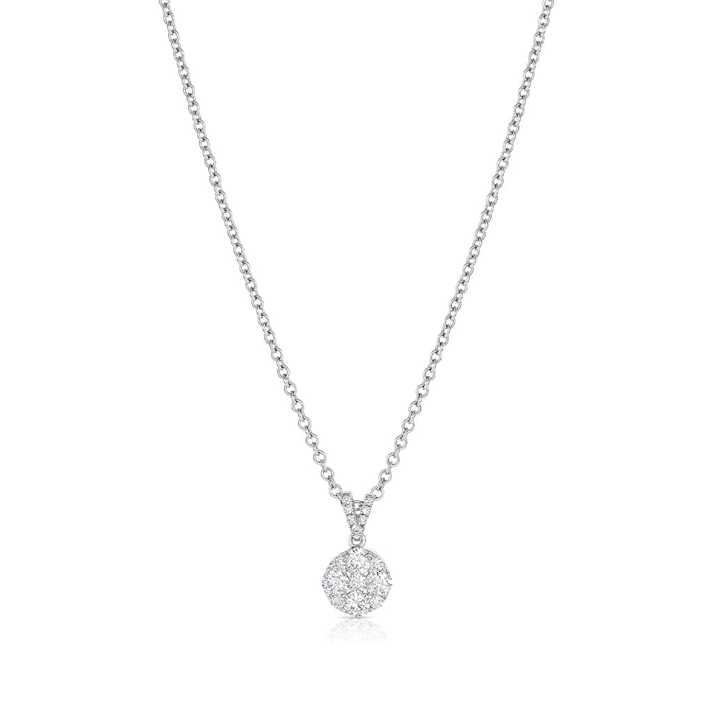 18K WHITE GOLD DIAMOND ROUND PENDANT