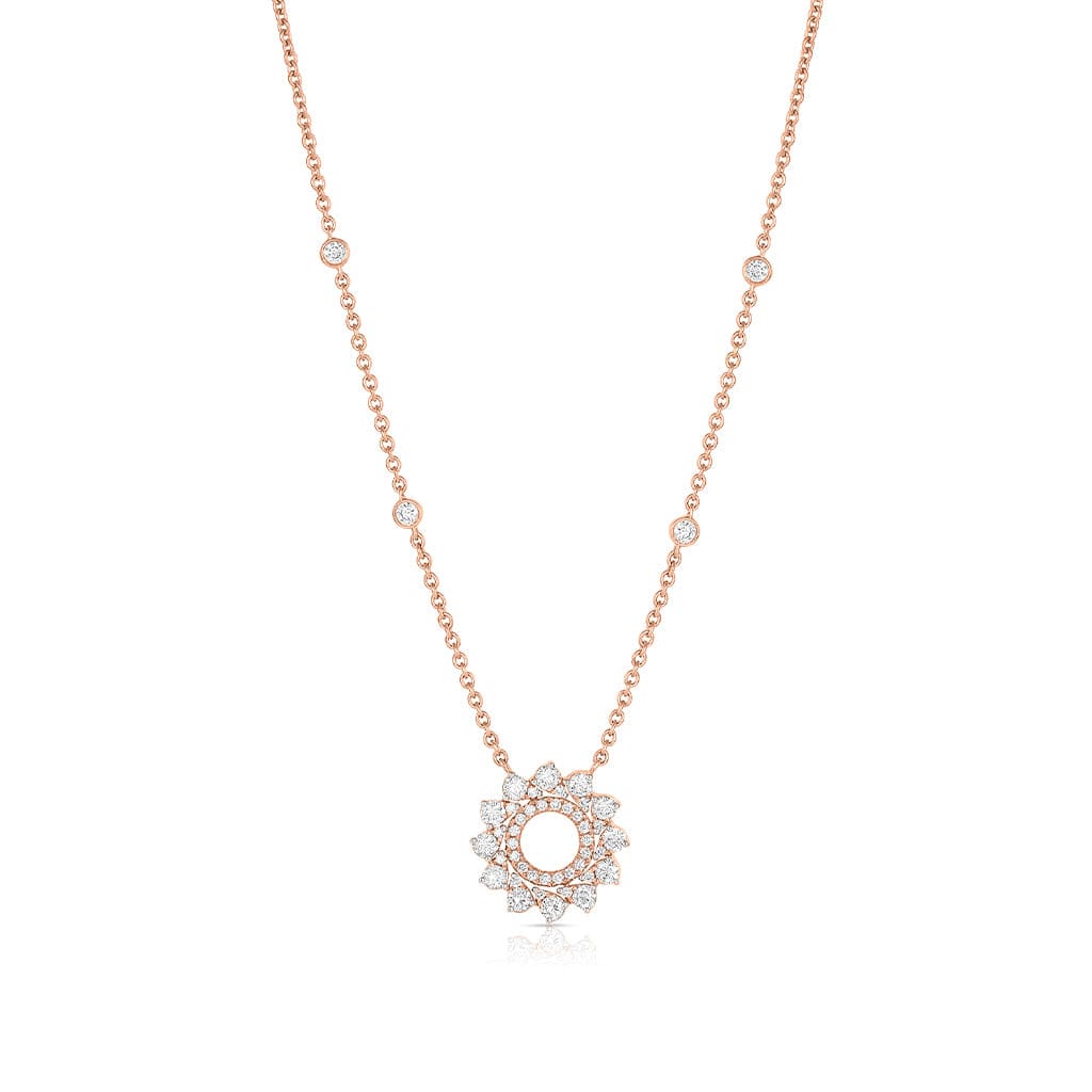 18K ROSE GOLD DIAMOND ROUND WREATH NECKLACE