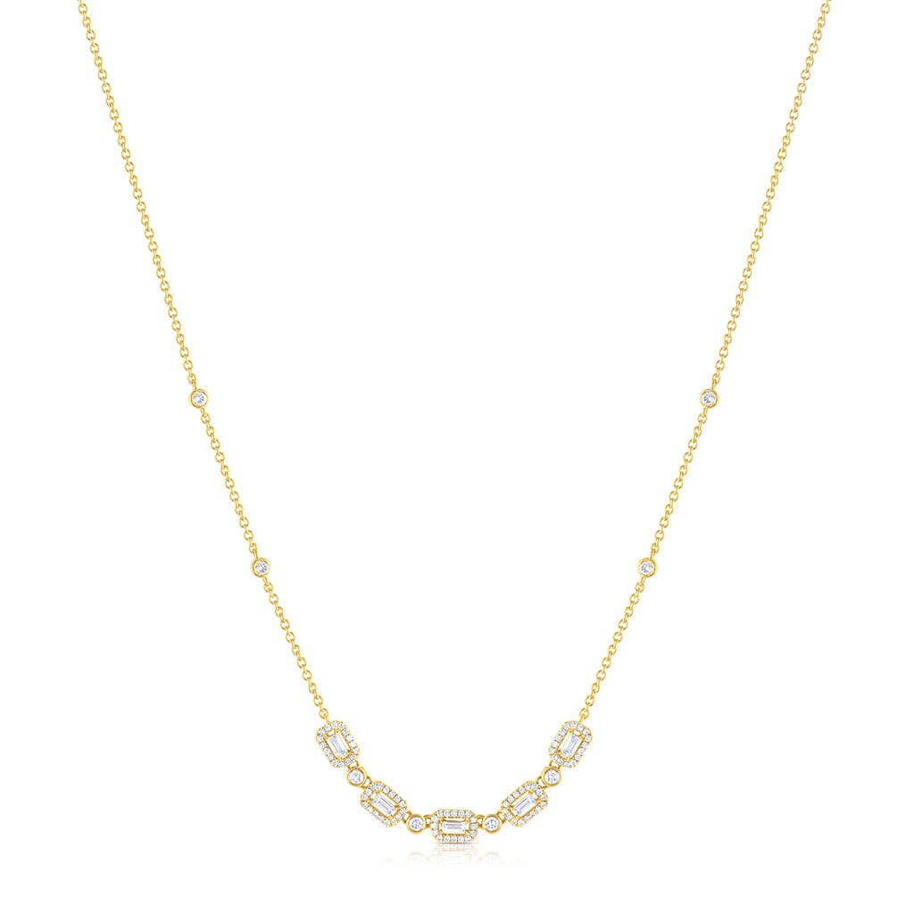 18k Yellow Gold 0.69ctw Diamond Rectangular Chain Necklace