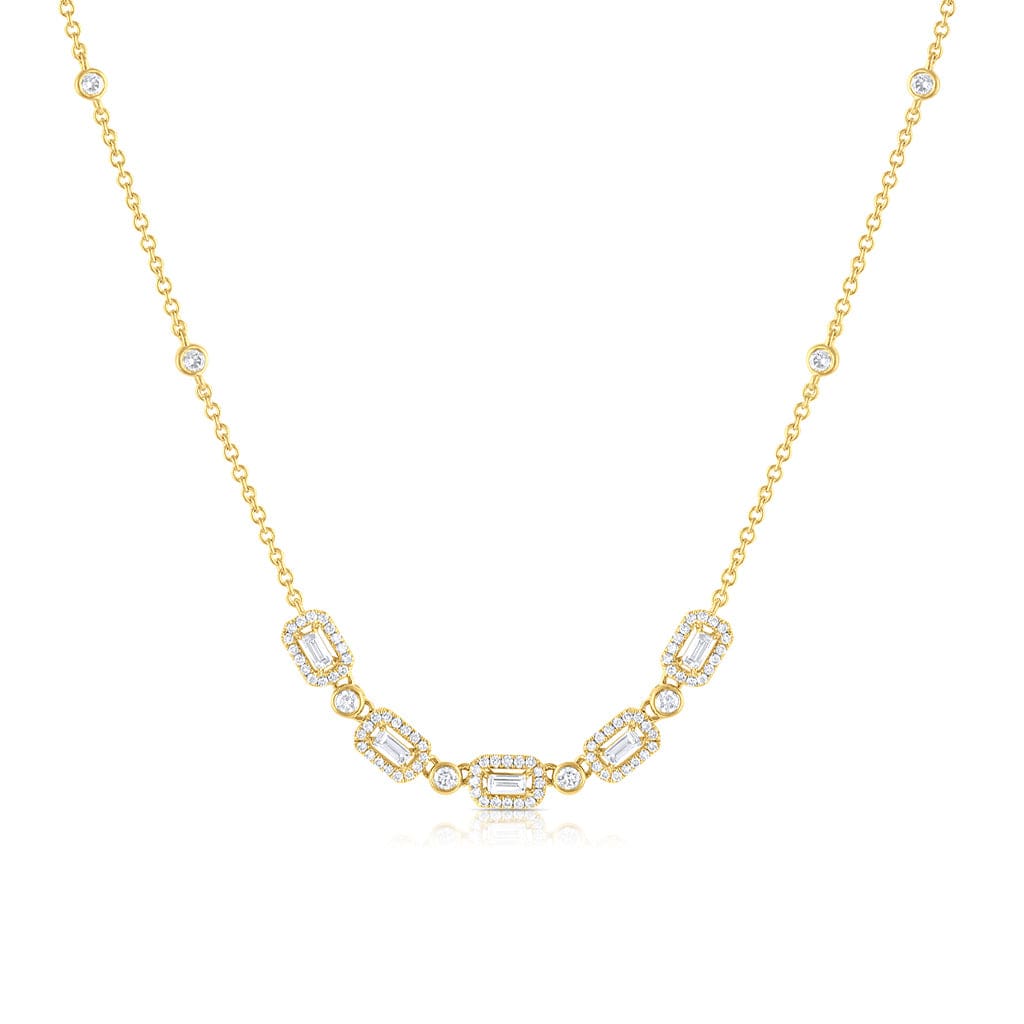 18k Yellow Gold 0.69ctw Diamond Rectangular Chain Necklace