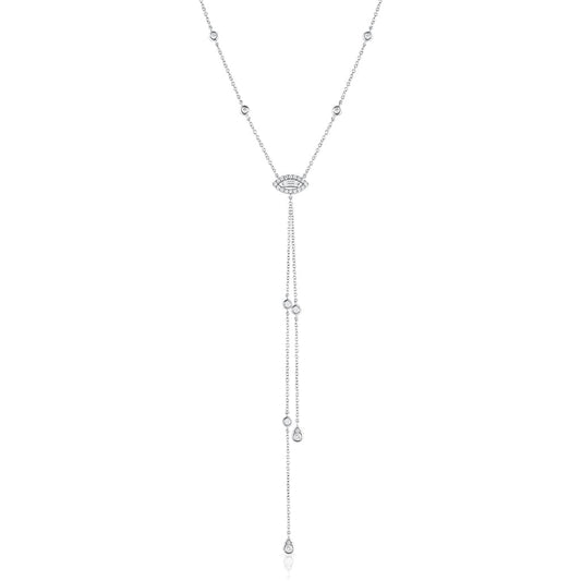 18k White Gold Diamond Marquise "Eye" Lariat Necklace