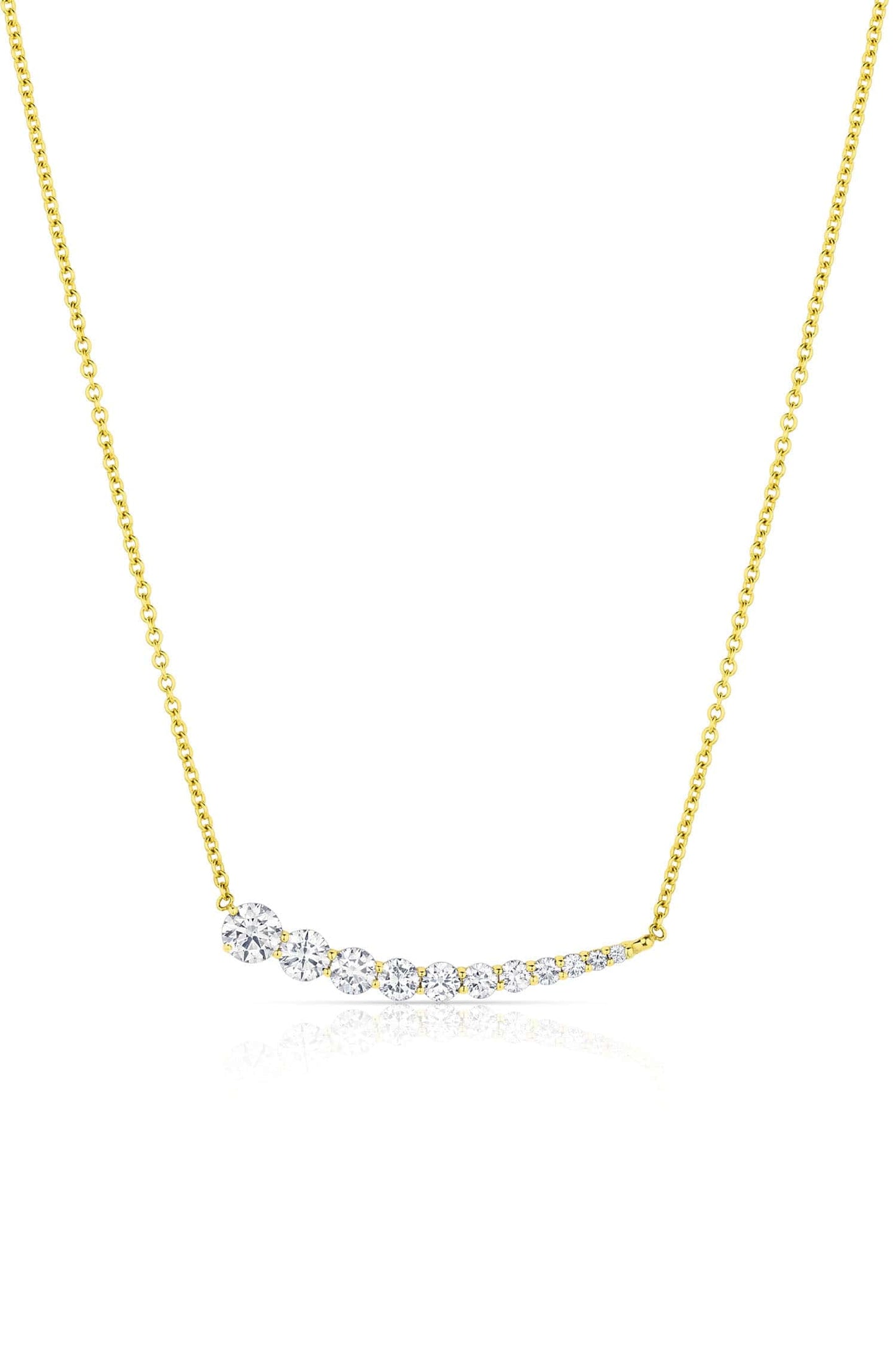 18K Yellow Gold Graduated Diamond Drop Necklace