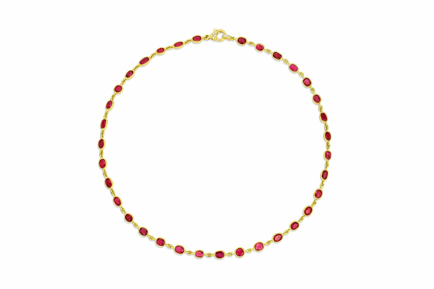 Rivière 18K Yellow Gold Ruby & Diamond Choker Necklace