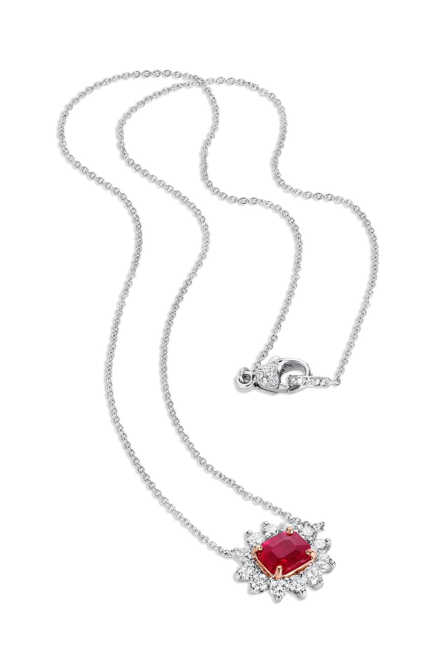 Platinum & 18K Yellow Gold Burma Ruby & Diamond Necklace