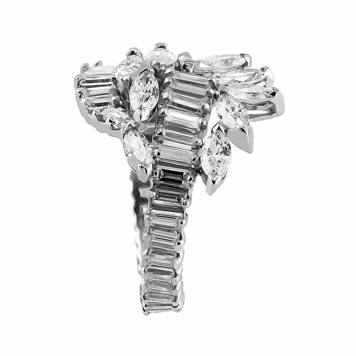 Platinum Baguette and Marquise Diamond Ring