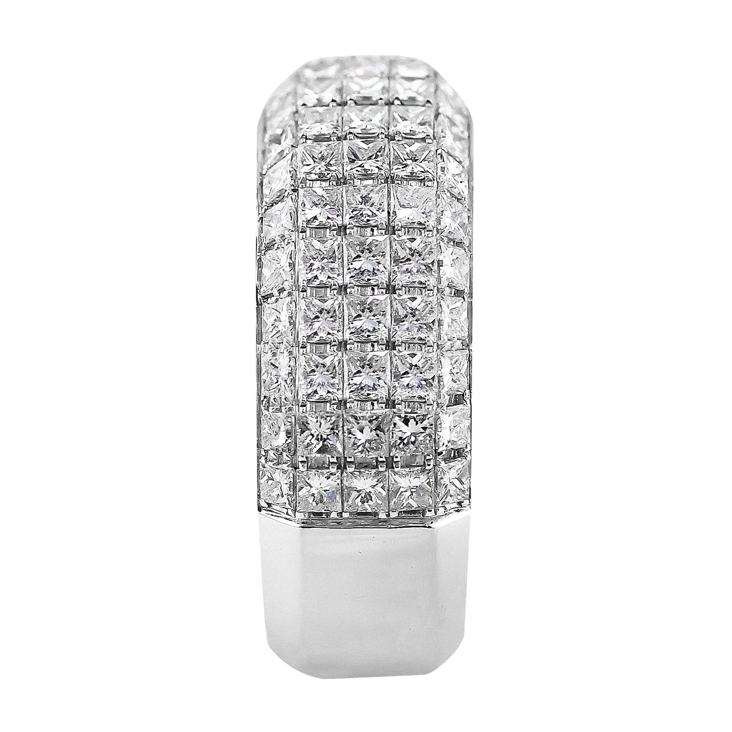 18k White Gold Five Row Princess Cut Diamond Ring