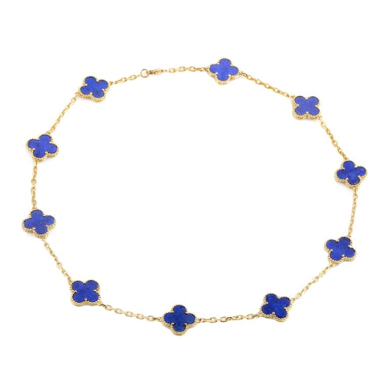 18K Celestial Vintage Alhambra Blue 10 Motifs Necklace