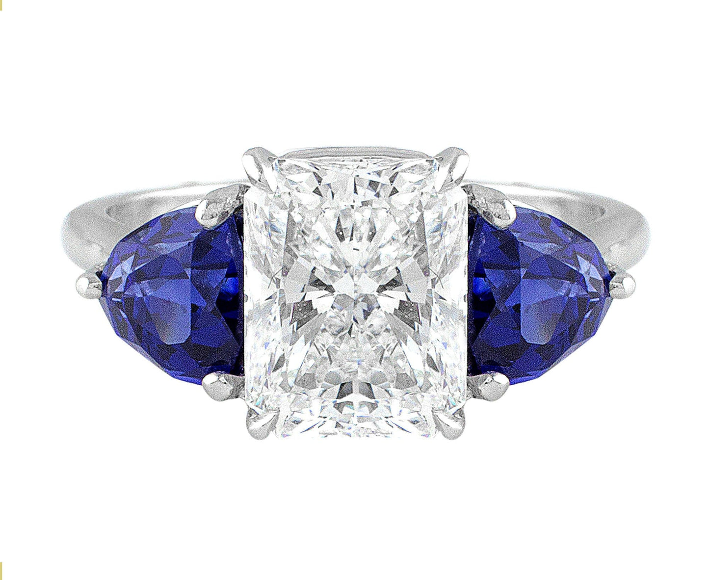 Platinum 3ct Radiant Diamond Sapphire Ring