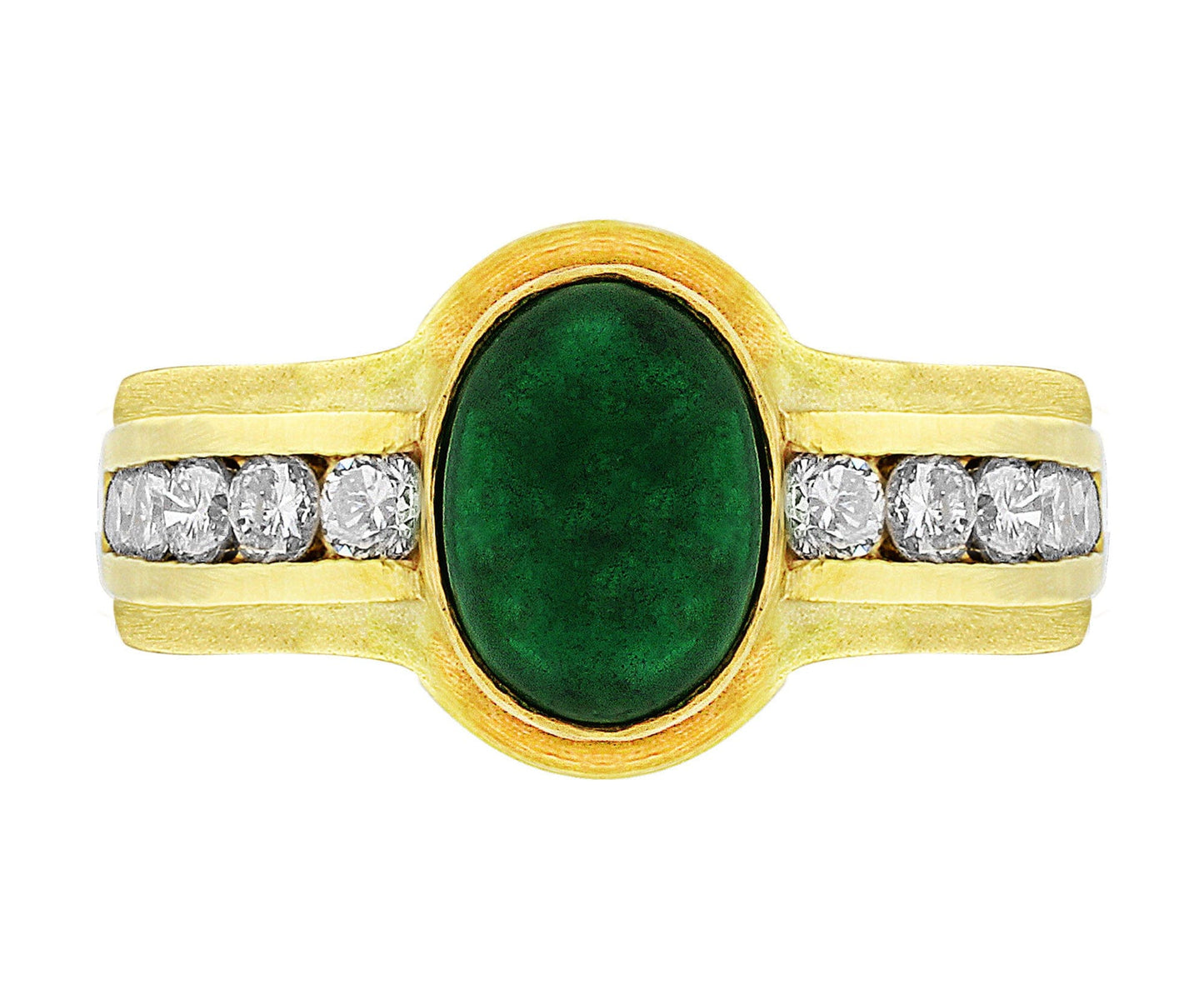 Cabochon Emerald Diamond Ring