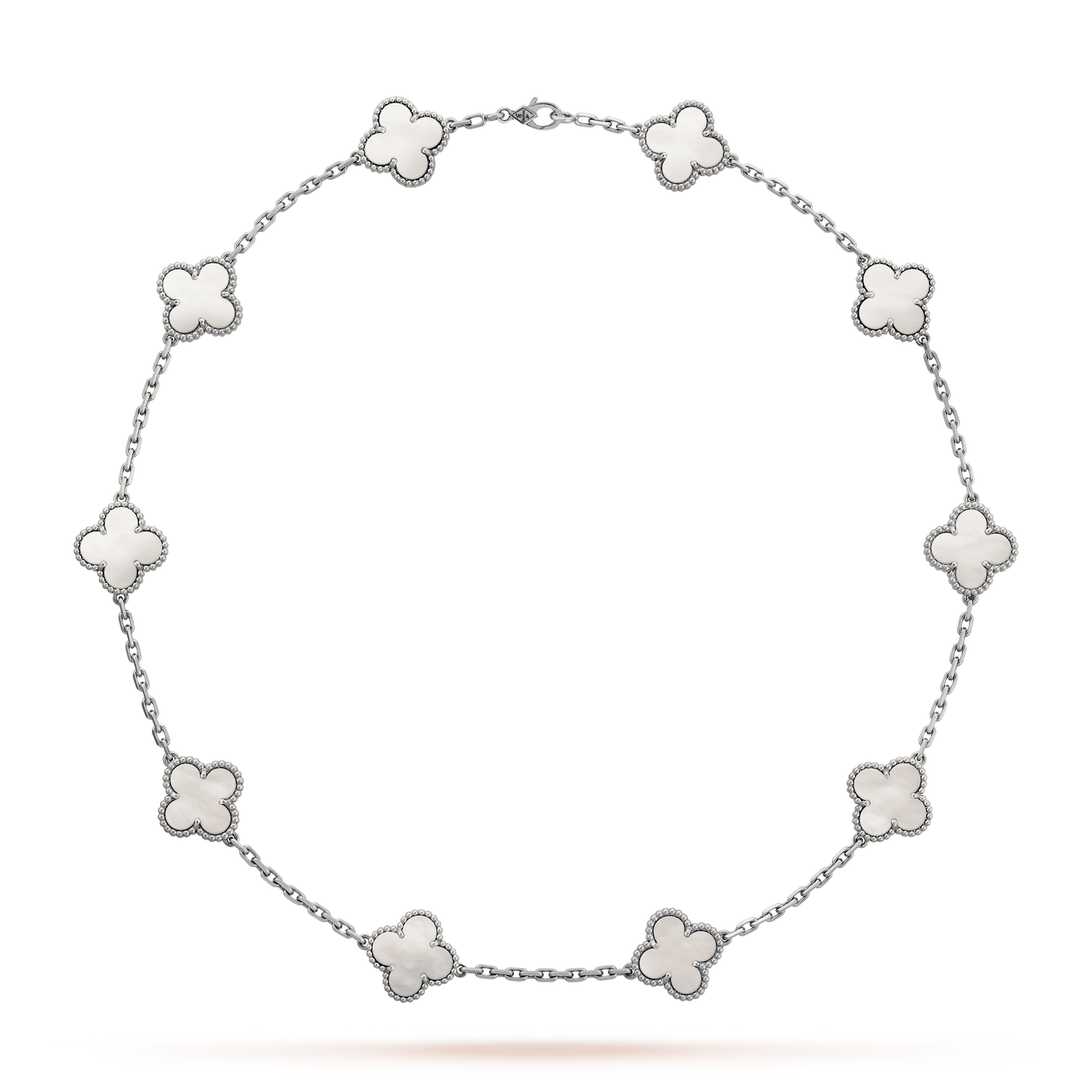 18K Celestial Vintage Alhambra Pearl 10 Motifs Necklace