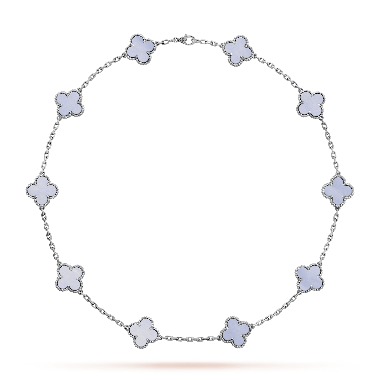 18K Celestial Vintage Alhambra Chalcedony 10 Motifs Necklace