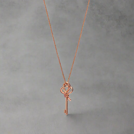 18K Celestial T Keys Woven Pink Diamonds Medium Necklace