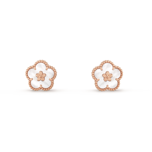 18K Celestial Lucky Spring Plum Blossom Earrings