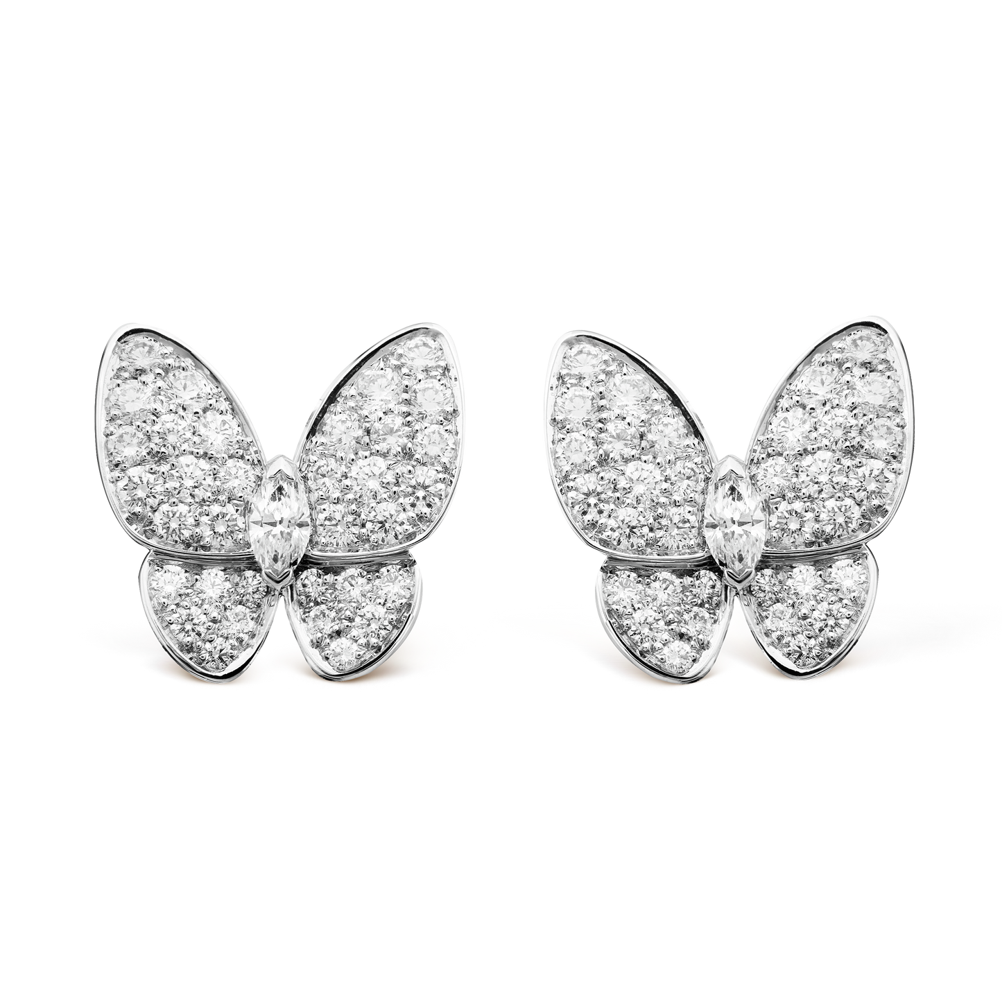 18K Celestial Two Butterfly Diamonds Earrings