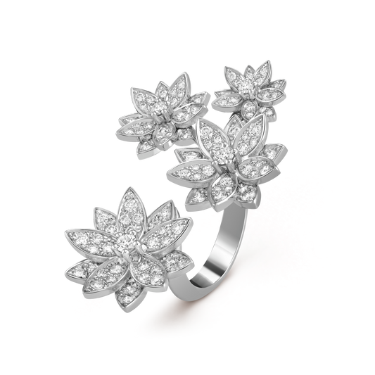 18K Celestial Lotus Between the Finger 4 Flowers Ring