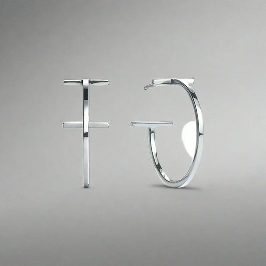 18K Celestial T Hoop Earrings