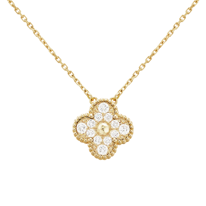 18K Celestial Sweet Alhambra Diamond Clover Necklace