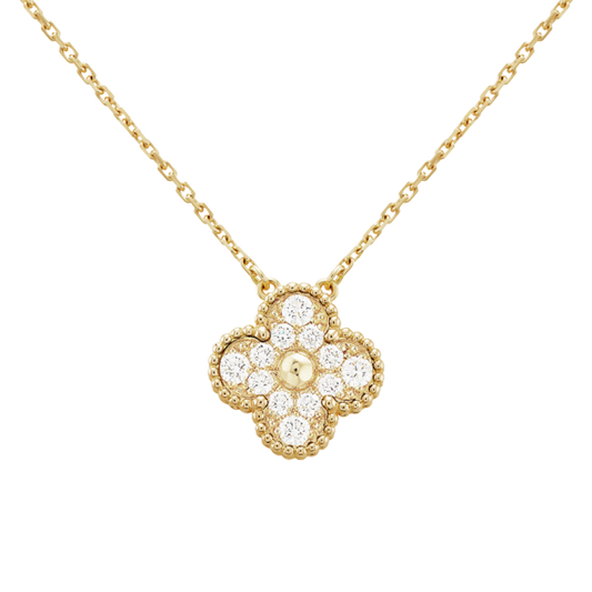 18K Celestial Sweet Alhambra Diamond Clover Necklace