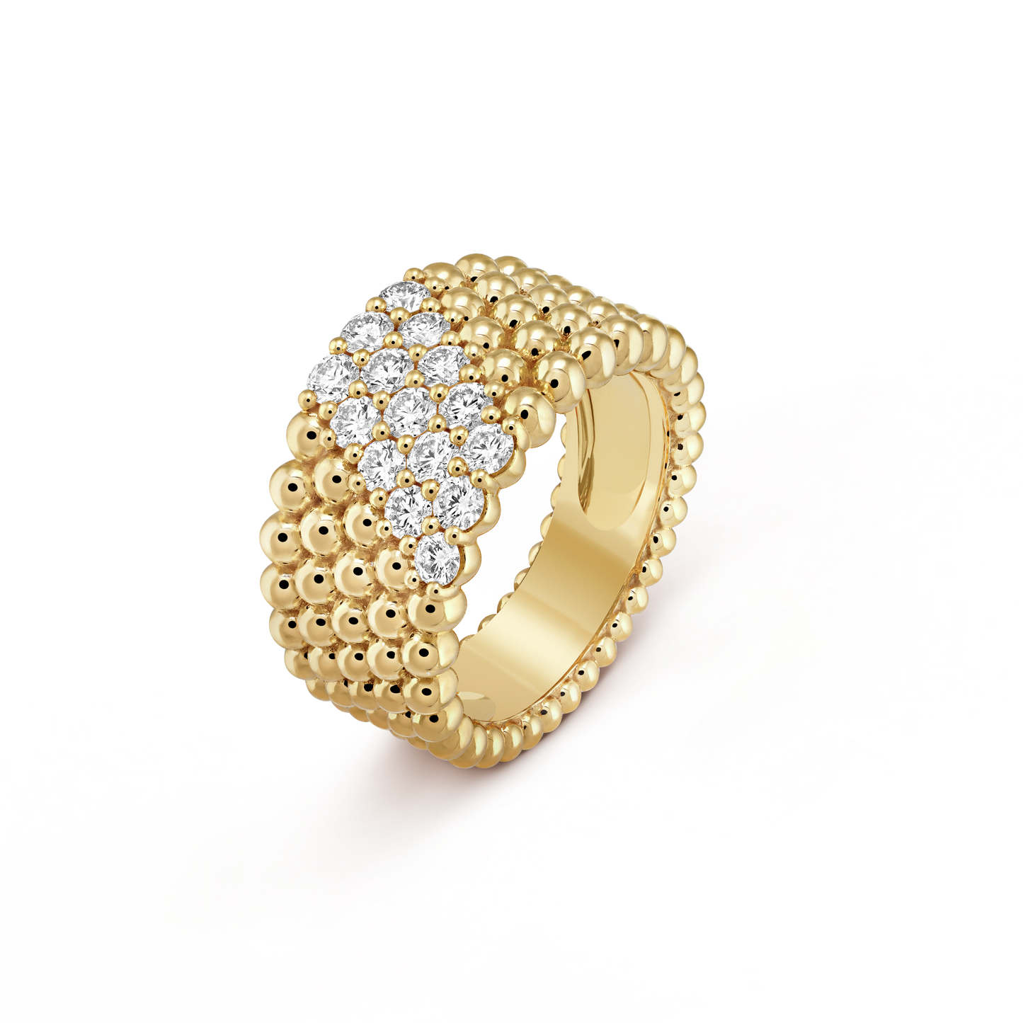18K Celestial Perl̩e Diamonds Five Rows Ring