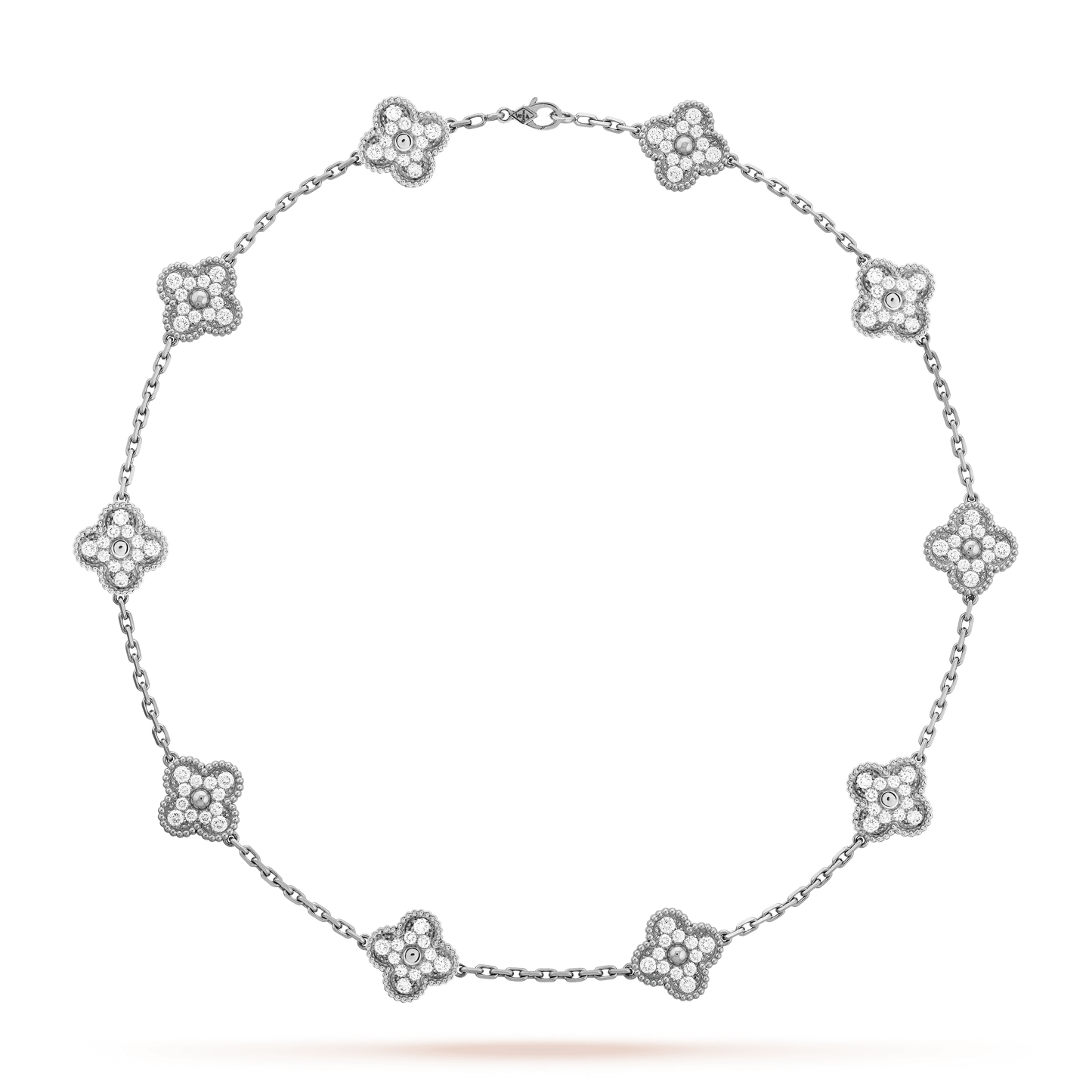 18K Celestial Vintage Alhambra Diamonds 10 Motifs Necklace