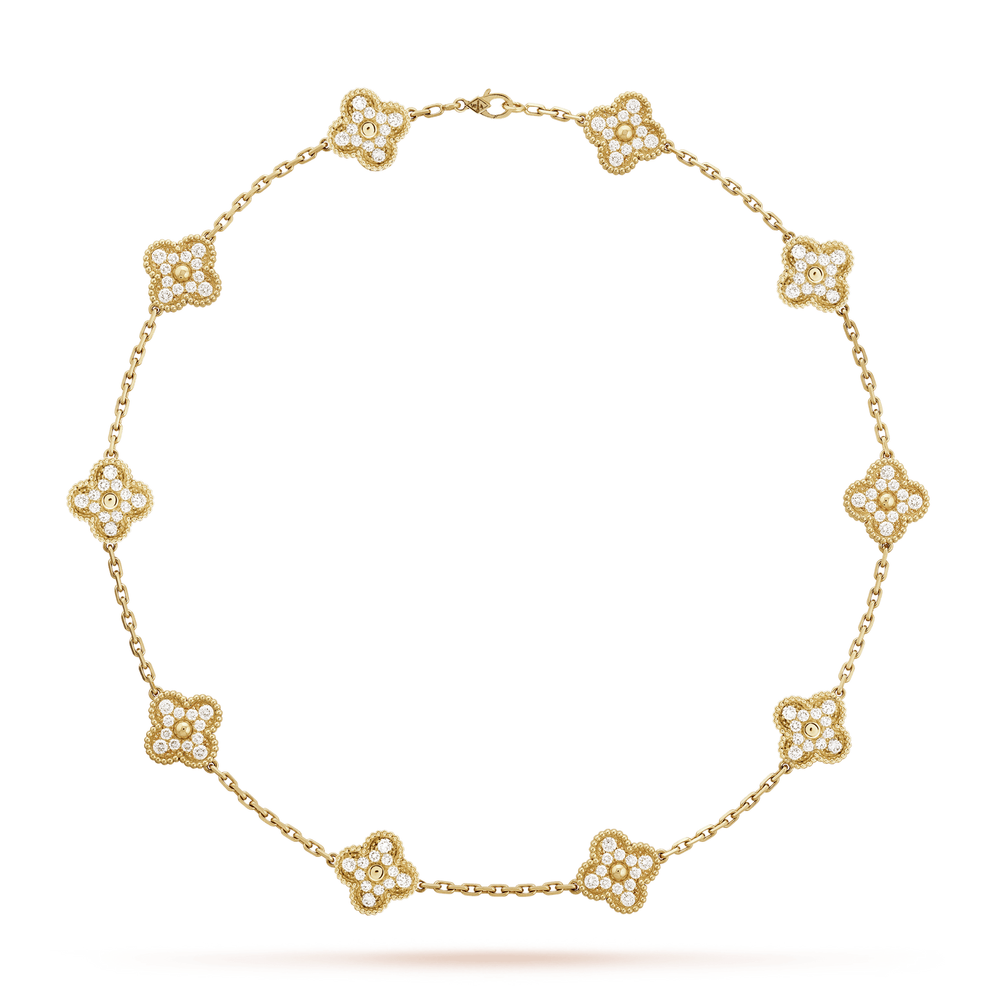 18K Celestial Vintage Alhambra Diamonds 10 Motifs Necklace
