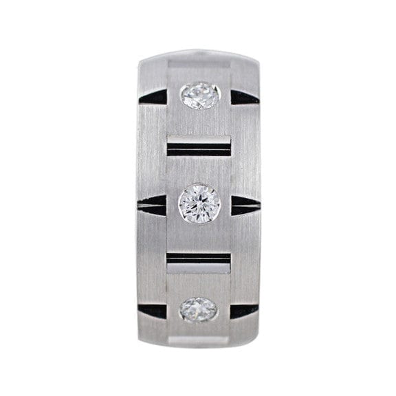 Brushed 18k White Gold Diamond Link Band