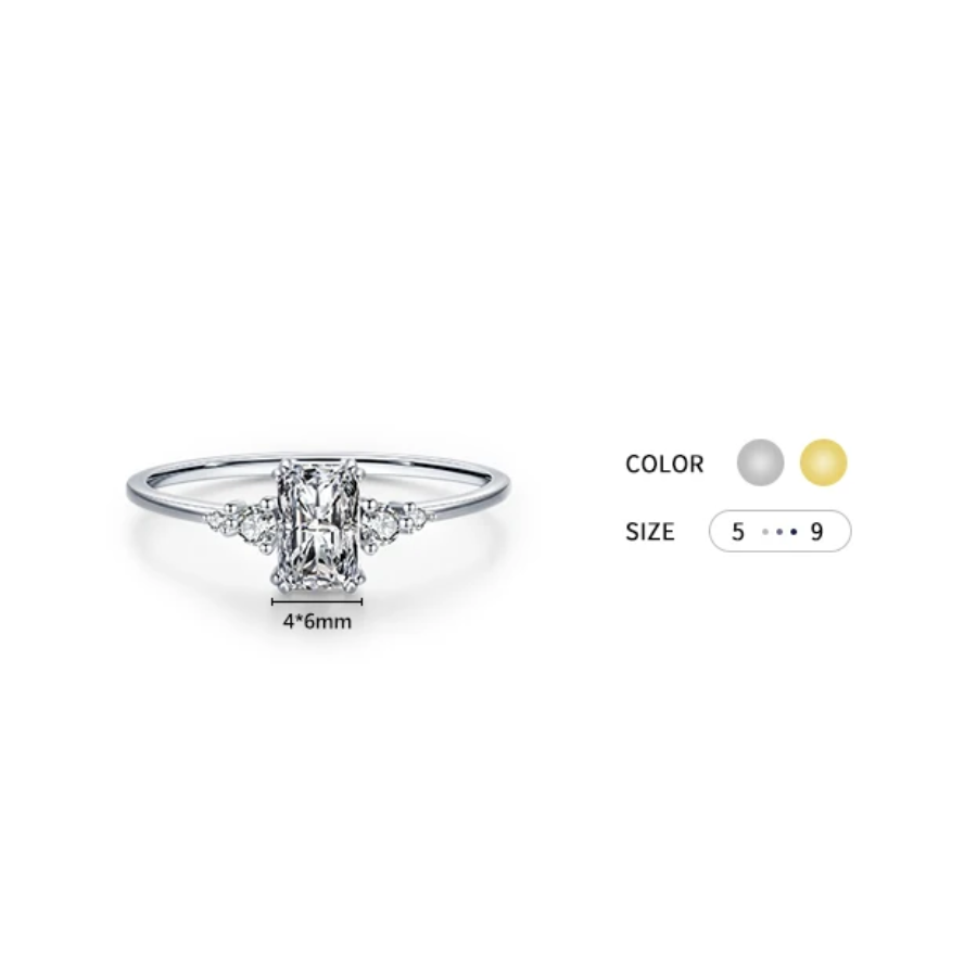 Elegant Rectangle CZ Finger Ring – 925 Sterling Silver