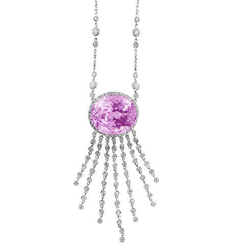 18k White Gold Diamond Kunzite Necklace