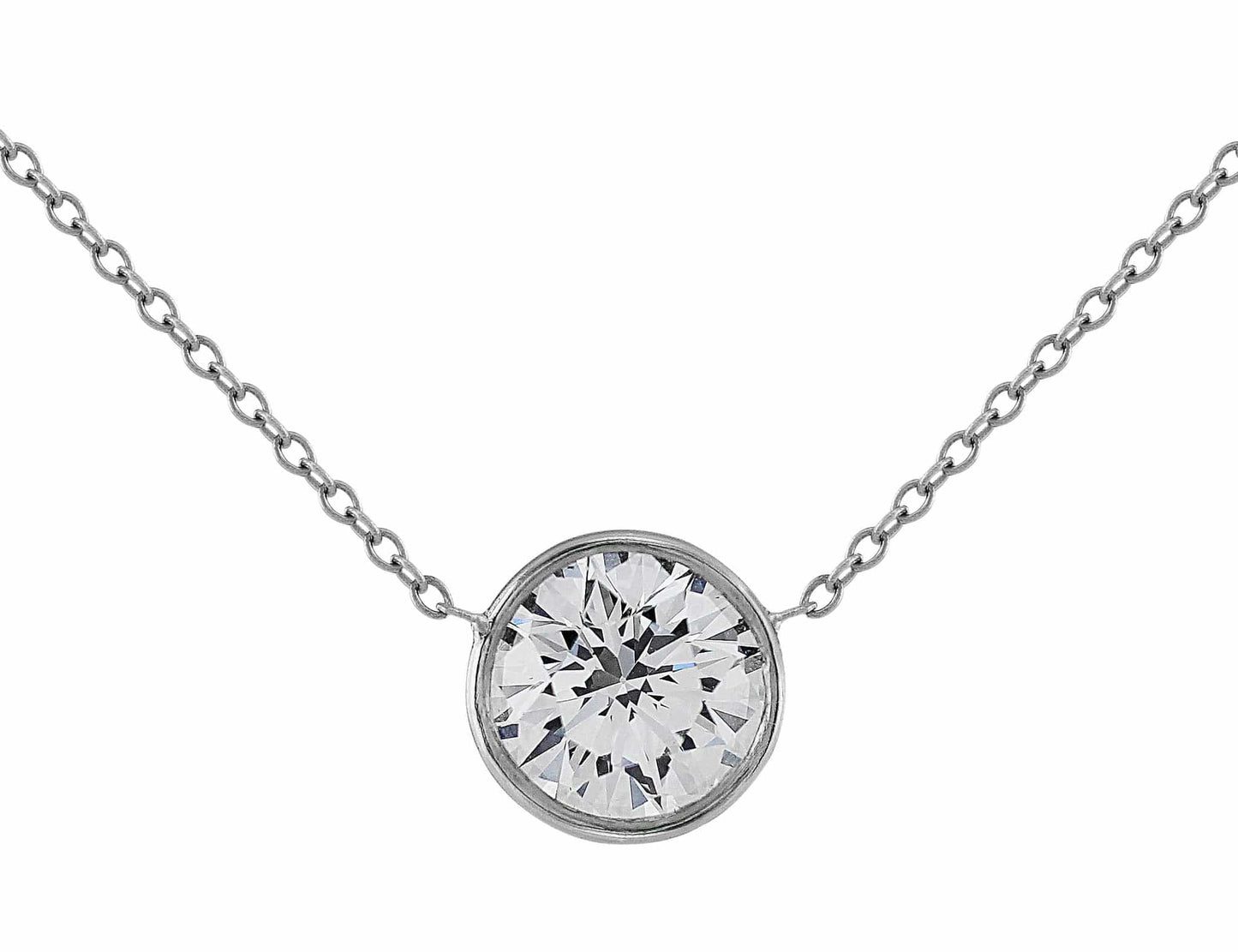 Rivière 18k White Gold Platinum 1.50ct Diamond Solitaire Necklace, GIA Certified I Color