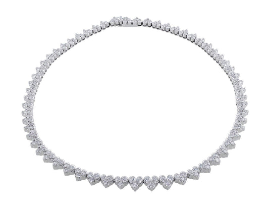 Roberto Coin 18k White Gold Heart-Shaped Cluster Diamond Necklace - Estate