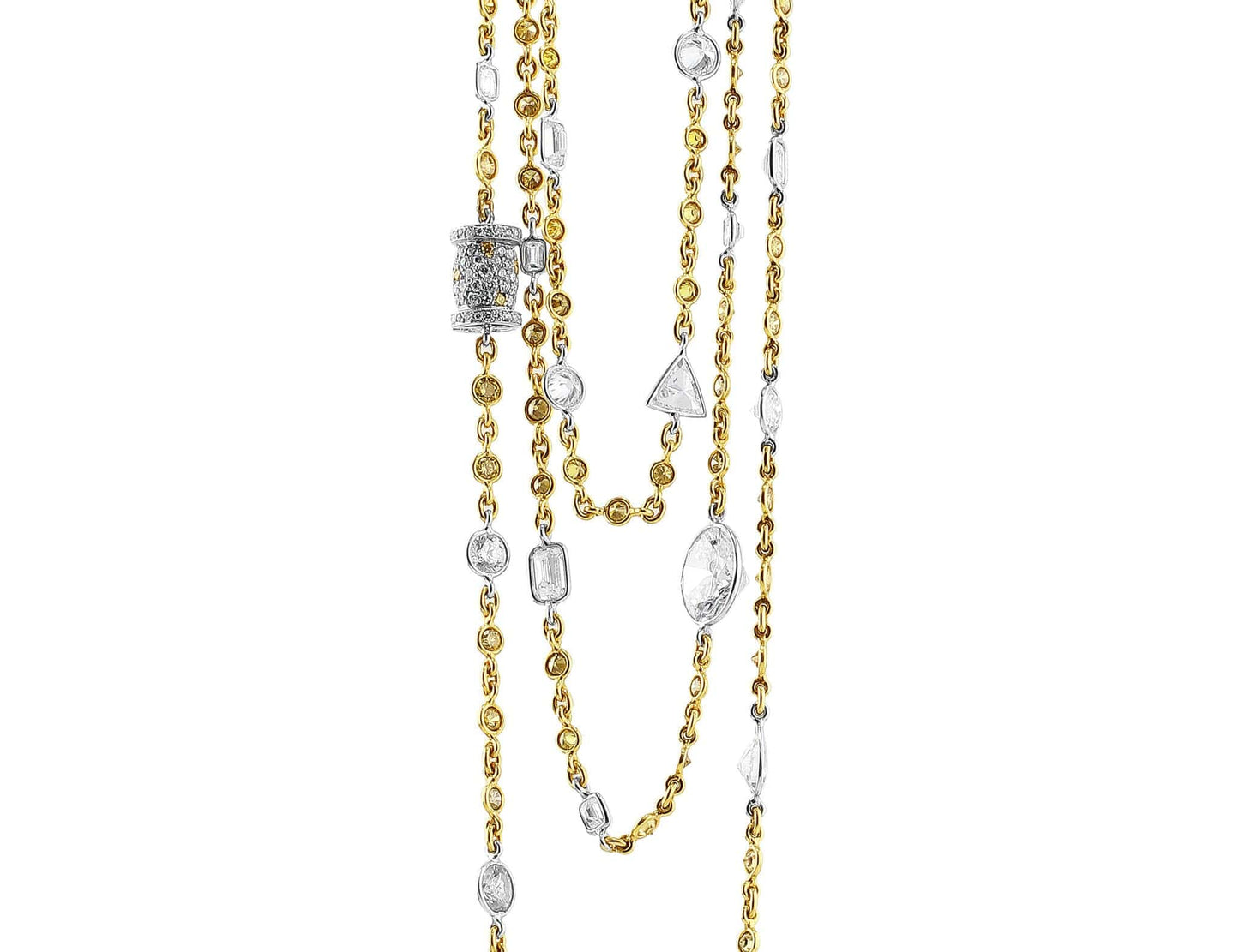 Rivière 18K Gold 40.19ctw Multicolored Diamond Necklace