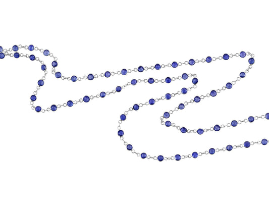 18k White Gold 7ct Sapphire Chain Necklace